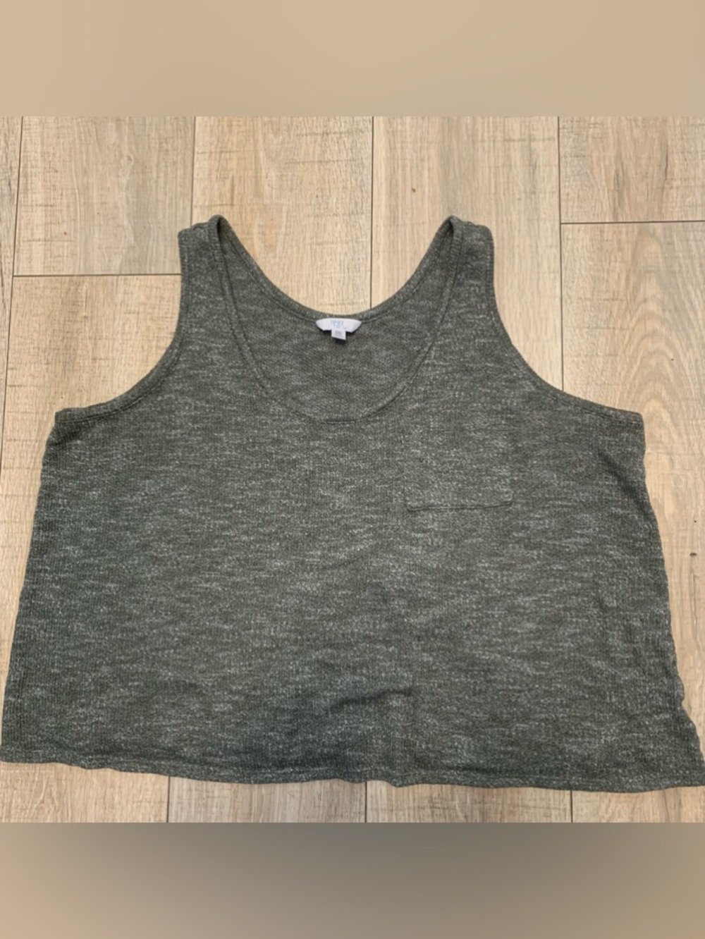 Time and Tru Olive Green Scoop Neck Crop Tank Top